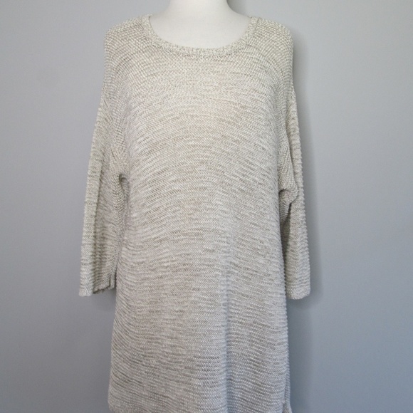 J. Jill Cotton Blend Sweater 3/4 Sleeve Scoop Neck Open Knit Beach Tunic XL - Picture 1 of 9